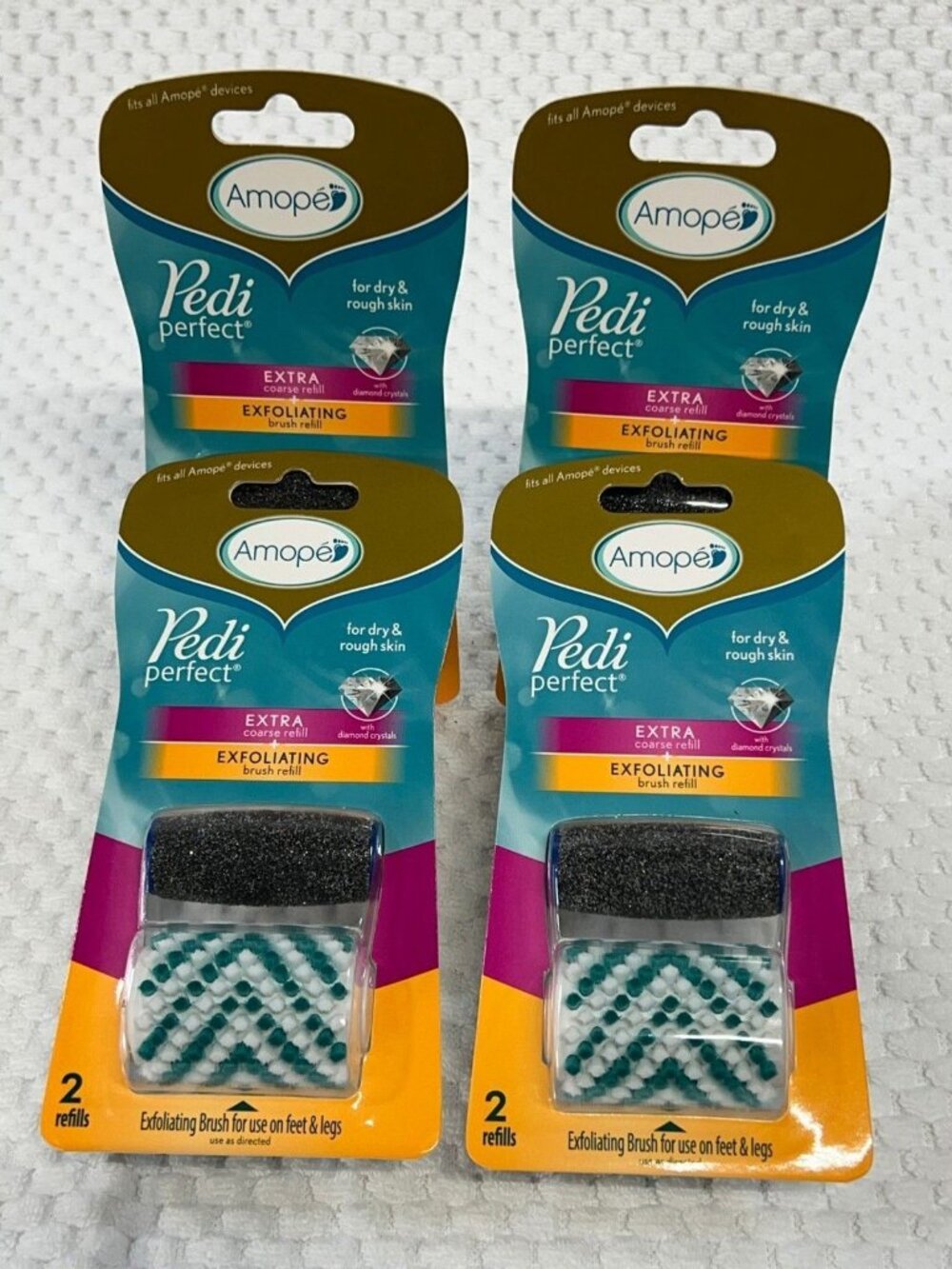 Amope Pedi Perfect Refills Lot of 4 Packs Extra Coarse & Exfoliating Brush